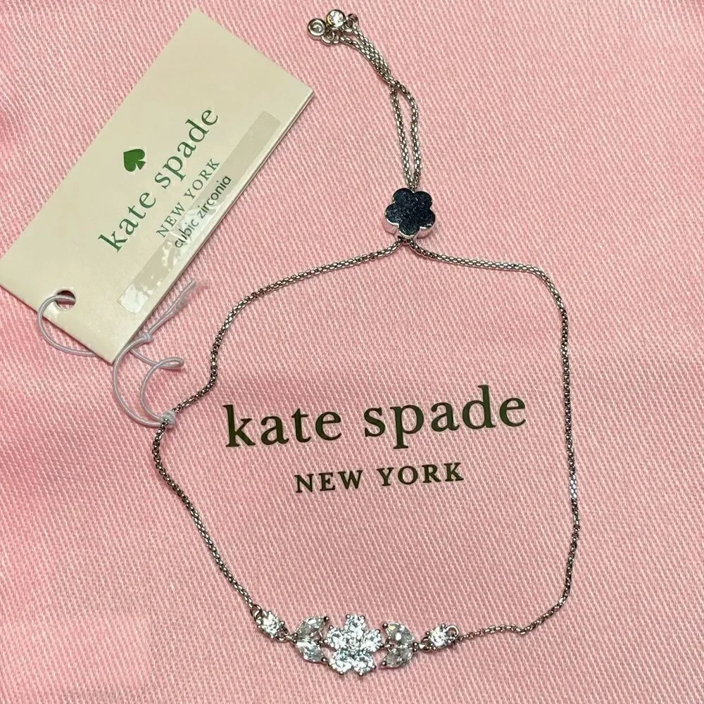 NWT Kate Spade Gleaming Gardenia Flower Slider Bracelet